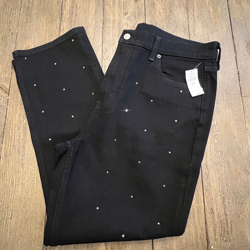 High Rise Rhinestone Cheeky Straight Jeans - Picture 5 of 7